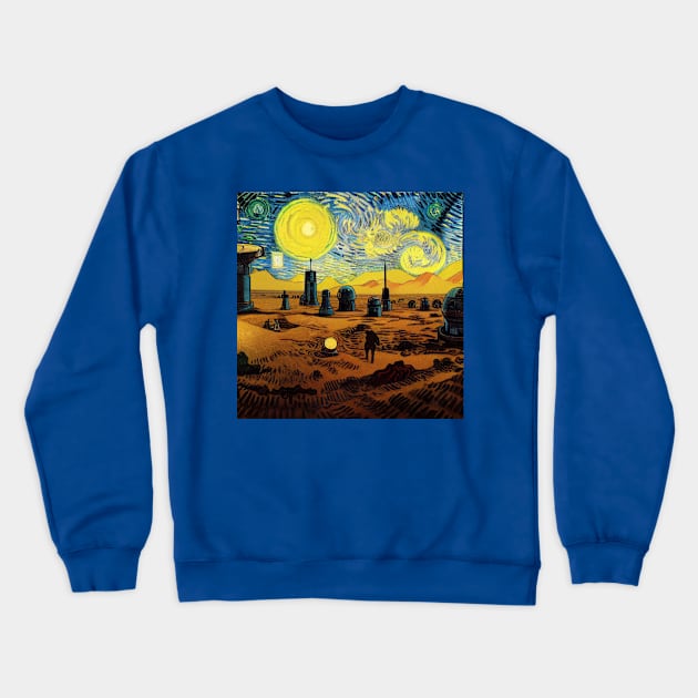 Starry Night in Mos Eisley Tatooine Crewneck Sweatshirt by Grassroots Green